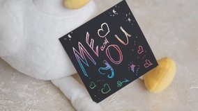 Note Me and You , card for Valentines Day with cute  toy. Art scratch paper for message - Powered by Shutterstock - Get 15% off with code: PIKWIZARD15
