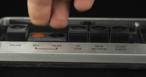 Tape recorder control, push the control buttons on the tape recorder with your finger. Finger presses successively: play, stop, rec, stop . Close-up