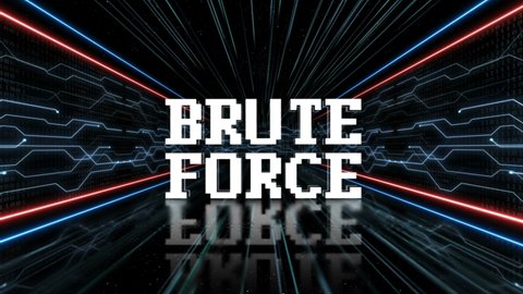 BRUTE FORCE Text in a Tech Room, with Alpha Matte, Loop
