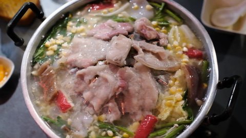 Thai Style BBQ (Moo Kra Ta) Close Up Footage