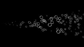 Animation floating of air bubbles quickly appearing. Motion many bubble particles. Realistic soap bubbles or water bubbles. Closeup refreshing mineral bubbles or carbonated drink. Alpha channel. 4K. - Powered by Shutterstock - Get 15% off with code: PIKWIZARD15