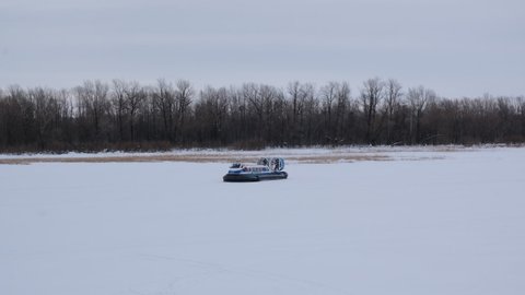hovercraft on the winter river Volga