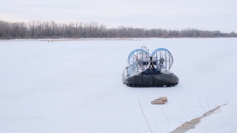 hovercraft on the winter river Volga