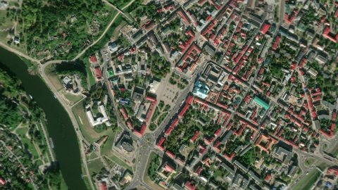 Zoom in to the city of Grodno, Belarus from space. 3D Animation, Stock video footage.