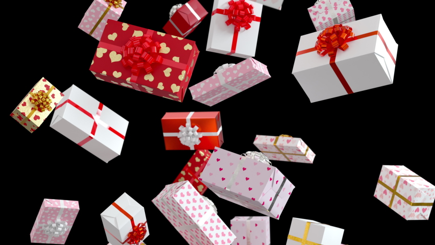 Falling Valentine Day Presents on Green Screen Royalty-Free Stock Footage #1087364063