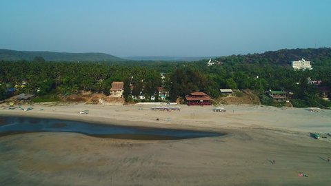 Aerial view of a beach in Goa, India.