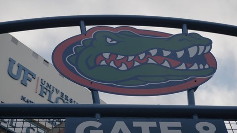 Gainesville, Florida - January 26, 2022: University of Florida gators logo at UF NCAA football stadium
