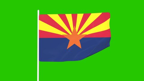 Animation of the Arizona state flag on a green screen. 3D animation