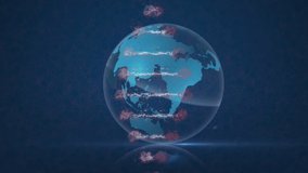 Animation of digital clouds and numbers growing over dna strand spinning and globe. global cloud computing, connections, data processing and digital interface concept digitally generated video. - Powered by Shutterstock - Get 15% off with code: PIKWIZARD15