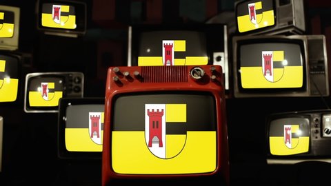 Flag of Moers, Germany, and Vintage Televisions.  