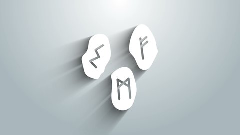 White Magic runes icon isolated on grey background. 4K Video motion graphic animation.