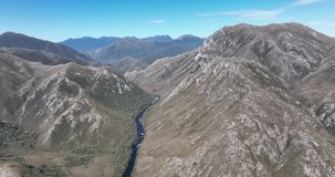 World heritage mountains and river in a national park	, in tasmania Australia.
