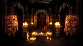 Goat Demon Baphomet VJ Loop - behold to the symbol of hell! Hold your soul or die in fear with this scary and mystical video featuring horned demon. This creature is a mix of goat and human.
