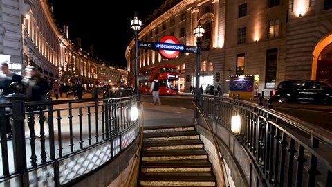 London , United Kingdom , United Kingdom (UK) - 02 12 2022: View towards Regents Street from Piccadilly Circus, London, United Kingdom