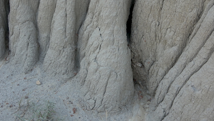 Rock formations and different textures in the Theodore Roosevelt National Park, North Dakota