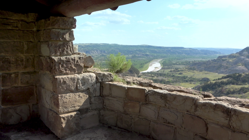 Scenic view over the landscape in the Theodore Roosevelt National Park, North Dakota