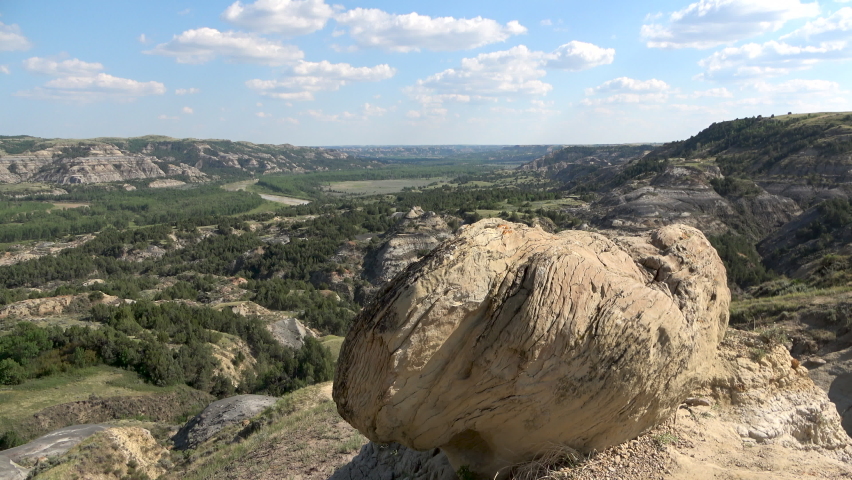 Scenic view over the landscape in the Theodore Roosevelt National Park, North Dakota