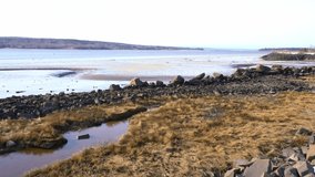 Low tide on a tidal basin ecosystem in Nova Scotia.