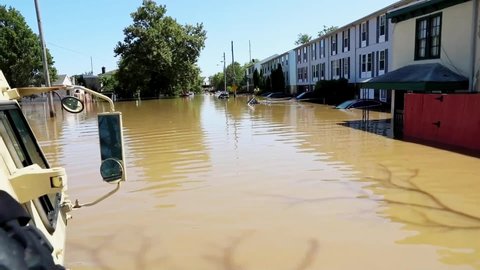 CIRCA 2021 - Delaware Army National Guard supports helps rescue civilians from the flooding from Hurricane Ida, Wilmington Delaware.
