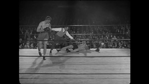 CIRCA 1926 - In this silent comedy, a man (Buster Keaton) gets nervous seeing his boxing opponent.