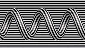 Striped black and white spiral. Abstract animation, 3d render.