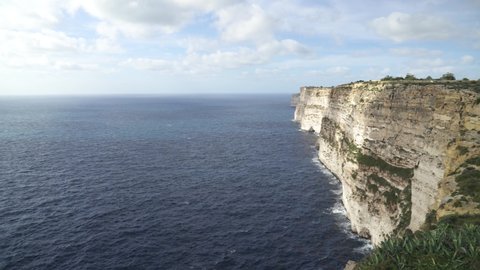 Panoramic View of Ta Cenc Cliffs Near Blue Mediterranean Sea