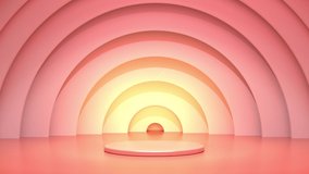 Animation of a peach-colored podium with geometric circles