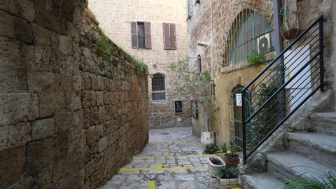 Old Jaffa Street. Tourist Route in Old Jaffa. Cute Street. Tel Aviv. Old Jaffa. Israel. Feb 05, 2022.