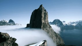 Foggy Mountain Landscape. Iconic  Rocky Mountain Located in China, Timelapse VIdeo