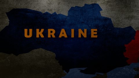 3D animation of Ukraine map with Luhansk and Donetsk regions. Donetsk and Luhansk 