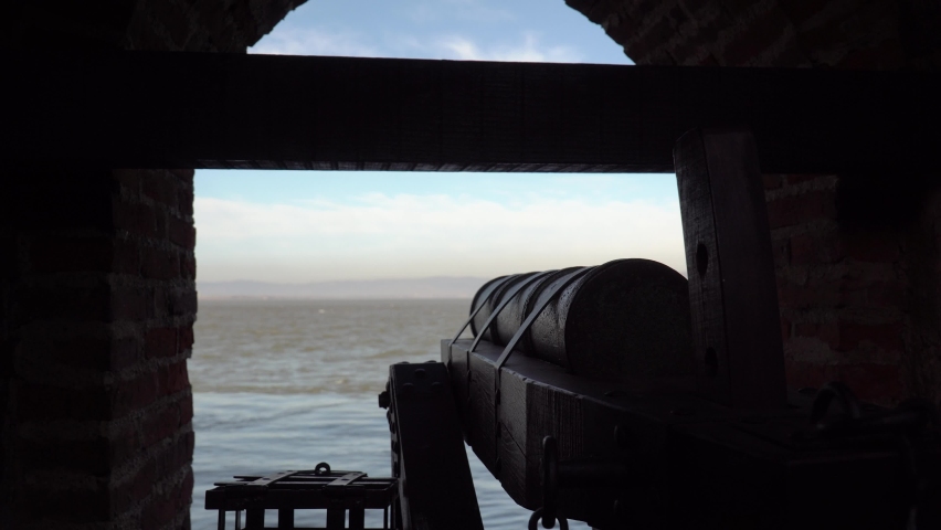 Canon on the old fortress pointing towards river