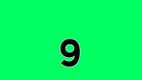 Cartoon Moving down Number nine 9 animation green screen.flat design cartoon number drop down animated images 4k