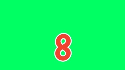 Cartoon Number 8 Moving down Number eight animation green screen.flat design cartoon number drop down animated images 4k