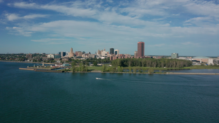 Downtown Buffalo New York Aerial 4K