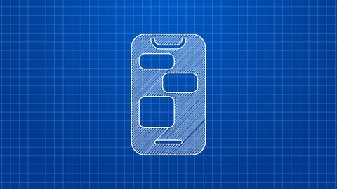 White line Mobile 24 hours support icon isolated on blue background. All-day customer support call-center. Full time call services. 4K Video motion graphic animation.