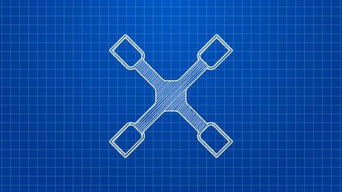 White line Wheel wrench icon isolated on blue background. Wheel brace. 4K Video motion graphic animation.