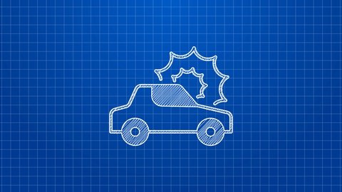 White line Car insurance icon isolated on blue background. Insurance concept. Security, safety, protection, protect concept. 4K Video motion graphic animation.