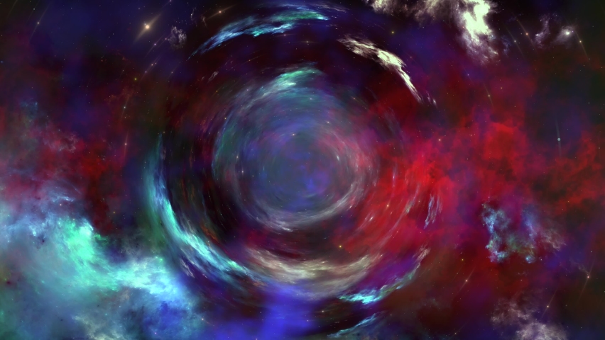 Rotating space time dream vortex in red teal nebula clouds Royalty-Free Stock Footage #1087503665