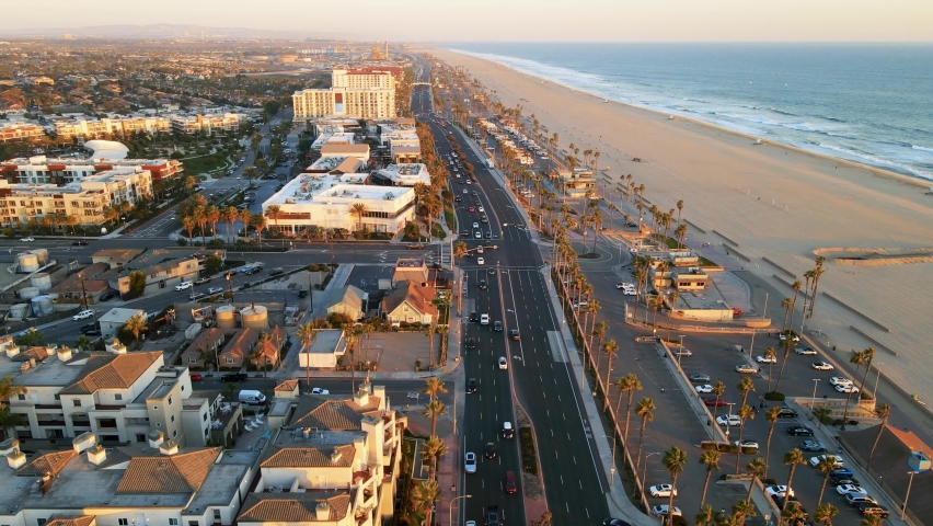 Huntington Beach California Pier Aerial Drone Footage
