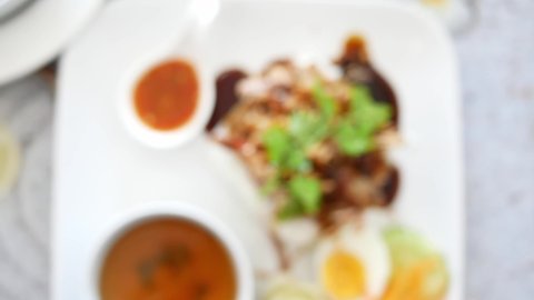 Pork Knuckle Rice. Pork Leg Stew with Rice (Khao Kha Moo). Famous food in Thailand
