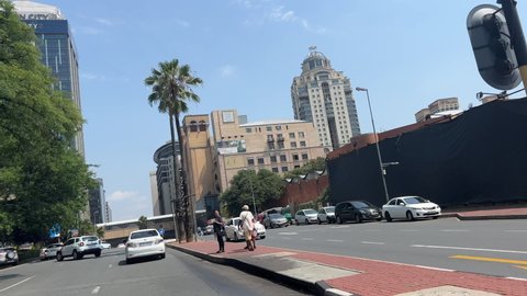 Johannesburg, South Africa - February 24, 2022 - 4K Video of Sandton city Street and Shopping Mall