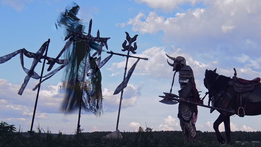 Viking. Battle with an evil spirit.