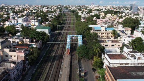 Aerial Shot of Local Railway Station In T.nagar Chennai India