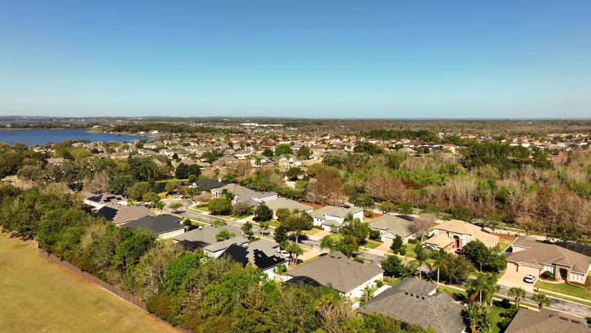 Aerial video residential neighborhoods in Winter Garden Florida USA 4k