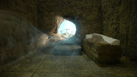 4K: Empty Tomb at Easter and the Resurrection of Jesus Christ - Wisps of Smoke, Spirit.  Stock video clip footage