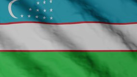 Uzbek flag waving in the wind. Uzbekistan national flag video footage.