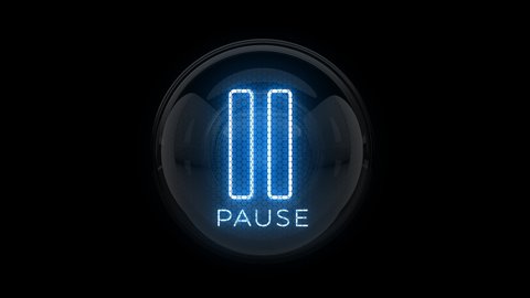 Pause. Pause reveal. Pause button. Pause Icon. Nixie tube indicator. Gas discharge indicators and lamps. 3D. 3D Rendering