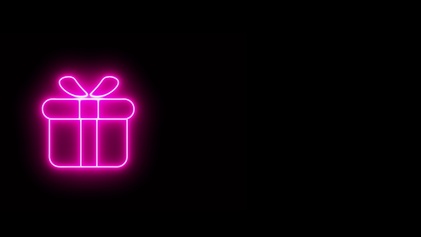 4K Neon Line Light Duplicating Gift Icons  Animation Isolated on Black Background. Party Celebration Holiday or Birthday Design Element. Glowing Colorful Led Light Gift Illustration. Royalty-Free Stock Footage #1087558190