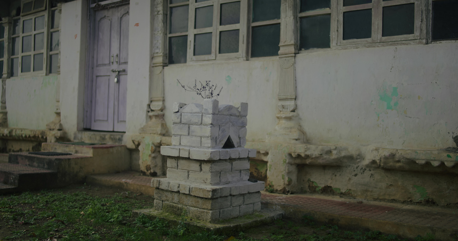 Traditional old Indian house featuring classic architectural design with detailed interior and exterior elements. Historic residential structure showcasing heritage style, cultural craftsmanship, and vintage construction in India.