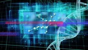 Animation of interference and dna strand over data processing shapes on black background. global connections and data processing concept digitally generated video. - Powered by Shutterstock - Get 15% off with code: PIKWIZARD15